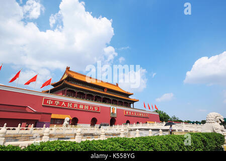 Platz des Himmlischen Friedens, Tor des Himmlischen Friedens in Peking, China. Stockfoto