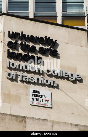 London College von Fashion & Universität der Künste Gebäude auf John Prince's Street, London, England, Großbritannien Stockfoto
