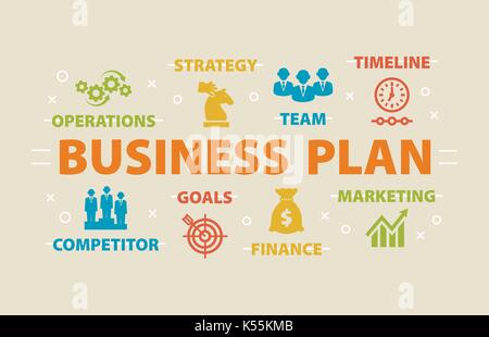 Business-Plan. Konzept mit Symbolen. Stock Vektor