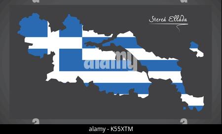 Sterea Ellada Landkarte von Griechenland mit Griechische Flagge Abbildung Stock Vektor