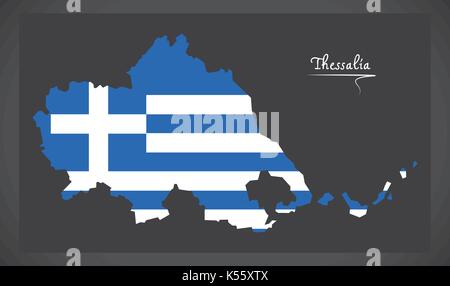 Thessalien Karte von Griechenland griechische Flagge Abbildung Stock Vektor