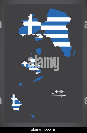 Karte von Attika Griechenland griechische Flagge Abbildung Stock Vektor