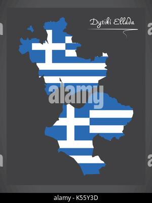 Dytiki Ellada Landkarte von Griechenland mit Griechische Flagge Abbildung Stock Vektor