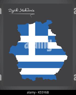 Dytiki Makedonia Karte von Griechenland griechische Flagge Abbildung Stock Vektor