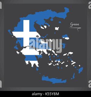 Griechenland Karte mit Griechische Flagge Abbildung Stock Vektor