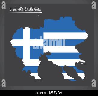 Kendriki Makedonia Karte von Griechenland griechische Flagge Abbildung Stock Vektor