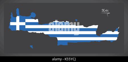Kriti Karte von Griechenland griechische Flagge Abbildung Stock Vektor