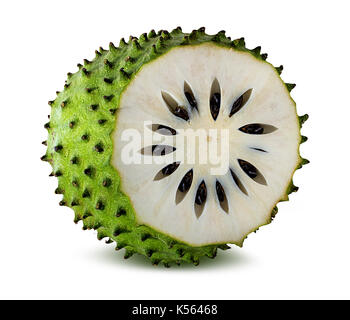 Annona muricata. Soursop Obst (Zucker Apple, Custard Apple) auf weißem Hintergrund Stockfoto