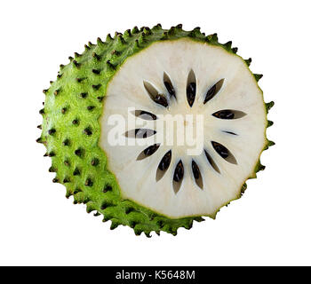 Annona muricata. Soursop Obst (Zucker Apple, Custard Apple) auf weißem Hintergrund Stockfoto