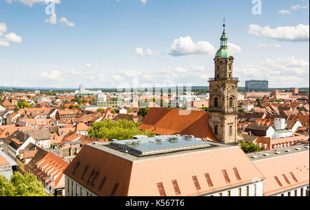 Luftaufnahme über die Stadt Erlangen (Franken, Deutschland) Stockfoto