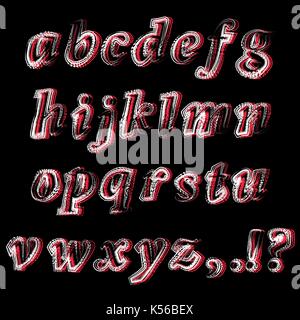 Glitched farbige Alphabet isoliert Stock Vektor