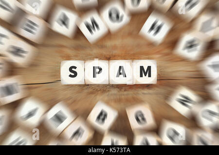 Spam Mail e-mail e-mail Würfel Business Konzept Idee Stockfoto