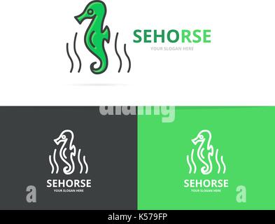 Vektor Seepferdchen und Meeresfrüchte logo Vorlage. Stock Vektor