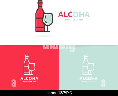 Der Vektor der Flaschen Wein logo Vorlage. Stock Vektor