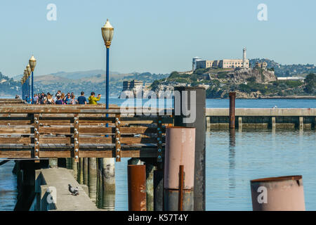 North Beach und Alcatraz, San Francisco, Kalifornien Stockfoto