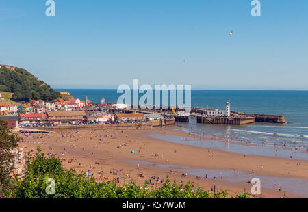 Anzeigen von Scarborough South Bay und den Strand. Stockfoto