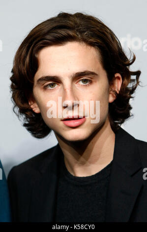 Toronto, Kanada. 08 Sep, 2017. Timothee Chalamet während der "rufen Sie mich, indem Sie ihren Namen "fotoauftrag während der 42 Toronto International Film Festival bei Bell Lightbox am September 08, 2017 in Toronto, Kanada Kredit: geisler - fotopress/alamy leben Nachrichten Stockfoto
