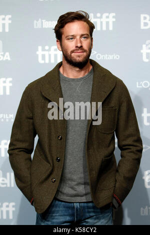 Toronto, Kanada. 08 Sep, 2017. Armee hammer während der "rufen Sie mich, indem Sie ihren Namen "fotoauftrag während der 42 Toronto International Film Festival bei Bell Lightbox am September 08, 2017 in Toronto, Kanada Kredit: geisler - fotopress/alamy leben Nachrichten Stockfoto
