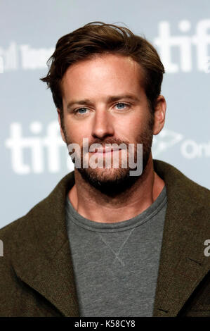 Toronto, Kanada. 08 Sep, 2017. Armee hammer während der "rufen Sie mich, indem Sie ihren Namen "fotoauftrag während der 42 Toronto International Film Festival bei Bell Lightbox am September 08, 2017 in Toronto, Kanada Kredit: geisler - fotopress/alamy leben Nachrichten Stockfoto