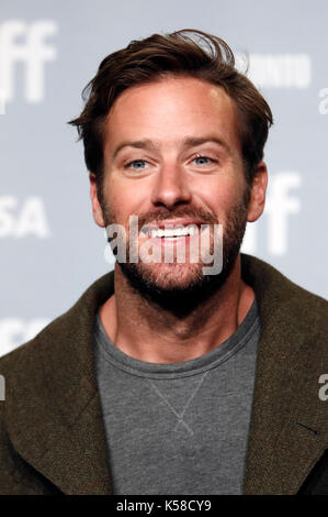 Toronto, Kanada. 08 Sep, 2017. Armee hammer während der "rufen Sie mich, indem Sie ihren Namen "fotoauftrag während der 42 Toronto International Film Festival bei Bell Lightbox am September 08, 2017 in Toronto, Kanada Kredit: geisler - fotopress/alamy leben Nachrichten Stockfoto