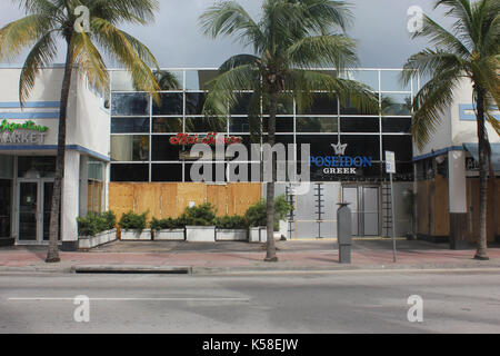 Miami Beach, Verlassen, vor Hurrikan Irma, 8. September 2017 Stockfoto