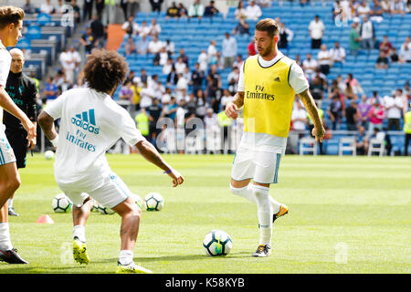 Madrid, Spanien. 09 Sep, 2017. Sergio Ramos Garcia (4) Spieler von Real Madrid. La Liga zwischen Real Madrid gegen Levante UD im Santiago Bernabeu in Madrid, Spanien, 9. September 2017. Credit: Gtres Información más Comuniación auf Linie, S.L./Alamy leben Nachrichten Stockfoto