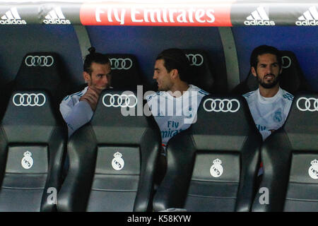 Madrid, Spanien. 09 Sep, 2017. Gareth Bale (11) von Real Madrid Spieler. Mateo Kpvacic (23) von Real Madrid Spieler. La Liga zwischen Real Madrid Levante UD im Santiago Bernabeu in Madrid, Spanien, 9. September 2017 vs. Credit: Gtres Información más Comuniación auf Linie, S.L./Alamy leben Nachrichten Stockfoto