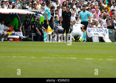 Madrid, Spanien, 09 Sep, 2017 Karim Benzema (9) Spieler von Real Madrid. La Liga zwischen Real Madrid gegen Levante UD im Santiago Bernabeu in Madrid, Spanien, 9. September 2017. Credit: Gtres Información más Comuniación auf Linie, S.L./Alamy leben Nachrichten Stockfoto