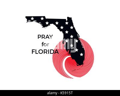 Beten Sie für Florida. Hurricane Irma, Naturkatastrophen. Vector Illustration Stock Vektor