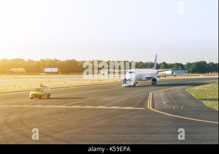 Das Flugzeug ist die Vorbereitung. Stockfoto