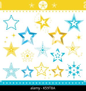 Satz farbiger Sterne. Vektor, Illustration. Stock Vektor