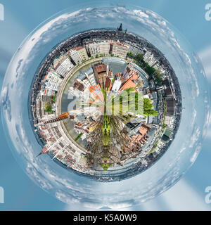 Little planet 360 Grad Bereich. Panoramablick auf die Stadt Budapest. Ungarn Stockfoto