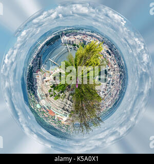 Little planet 360 Grad Bereich. Panoramablick auf die Stadt Budapest. Ungarn Stockfoto