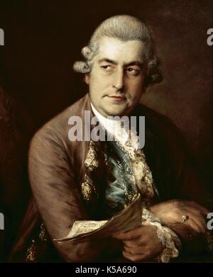 Johann Christian Bach (1735-1782). Deutscher Komponist. Öl auf Leinwand. Portrait von Thomas Gainsborough, 1776. Bibliografico Musicale, Museo Civico. Bolonia (Italien). Stockfoto