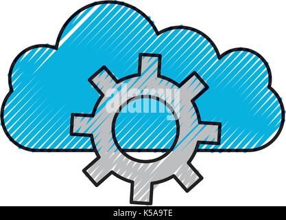 Cloud Computing Gang team work Solution innovation Stock Vektor