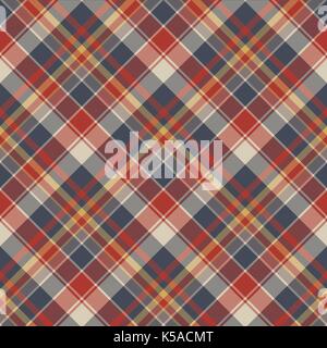 Rote Blaue Tartan Stoff Textur Musterdesign. Vektor-Illustration. Stock Vektor