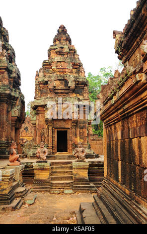Banteay Srei Tempel in Angkor, Provinz Siem Reap, Kambodscha. Stockfoto