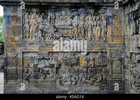 Blick auf den Borobudur Tempel in der Landschaft von Bali, Indonesien Stockfoto