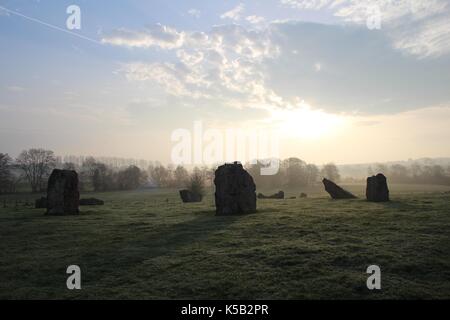 Stanton zeichnete Steinkreise in Somerset, Großbritannien Stockfoto