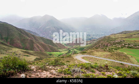 Die terrassierten Felder auf das Heilige Tal der Inkas in der Nähe von Cusco, Stockfoto