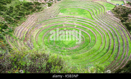 Alten Inka kreisförmige Terrassen am Moray (landwirtschaftliche Experiment-Station), Peru Stockfoto