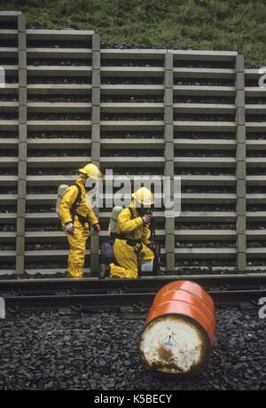 Notfallübung auf dem Tyne und Wear Metro System - chemieunfall Stockfoto