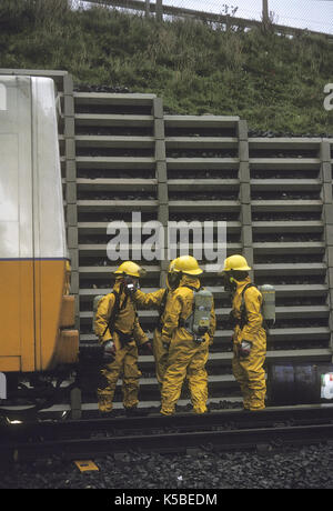 Notfallübung auf dem Tyne und Wear Metro System - chemieunfall Stockfoto