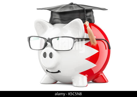 Einsparungen für Bildung in Bahrain Konzept, 3D-Rendering auf weißem Hintergrund Stockfoto