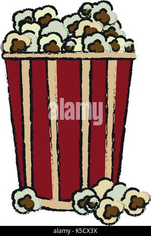 Popcorn in gestreiften Löffel icon image Stock Vektor