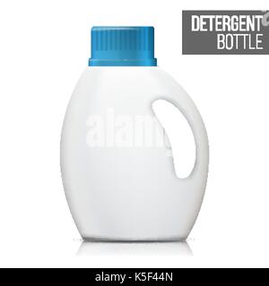 Reinigungsmittel Flasche Vektor. Realistische Mock Up. Sauberen, weißen Plastikflasche für Haushaltschemikalien. Packaging Design isoliert Abbildung Stock Vektor