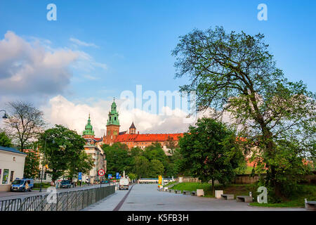 Krakau, Polen - Juni, 2012: Stadtzentrum mit Blick auf das Schloss Wawel Stockfoto