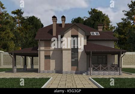 Gebäude fotorealistische 3D-Darstellung Stockfoto