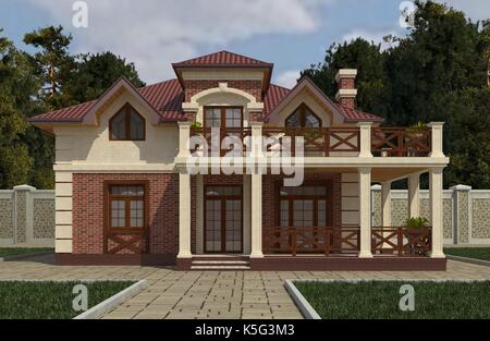 Gebäude fotorealistische 3D-Darstellung Stockfoto