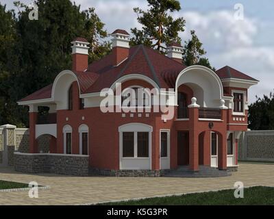 Gebäude fotorealistische 3D-Darstellung Stockfoto